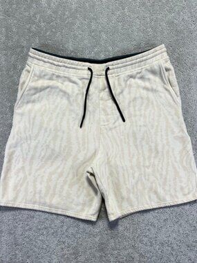 Stance Butterblend Shorts Men's Large Cream Zebra Stripe Sweats Gym Athletic